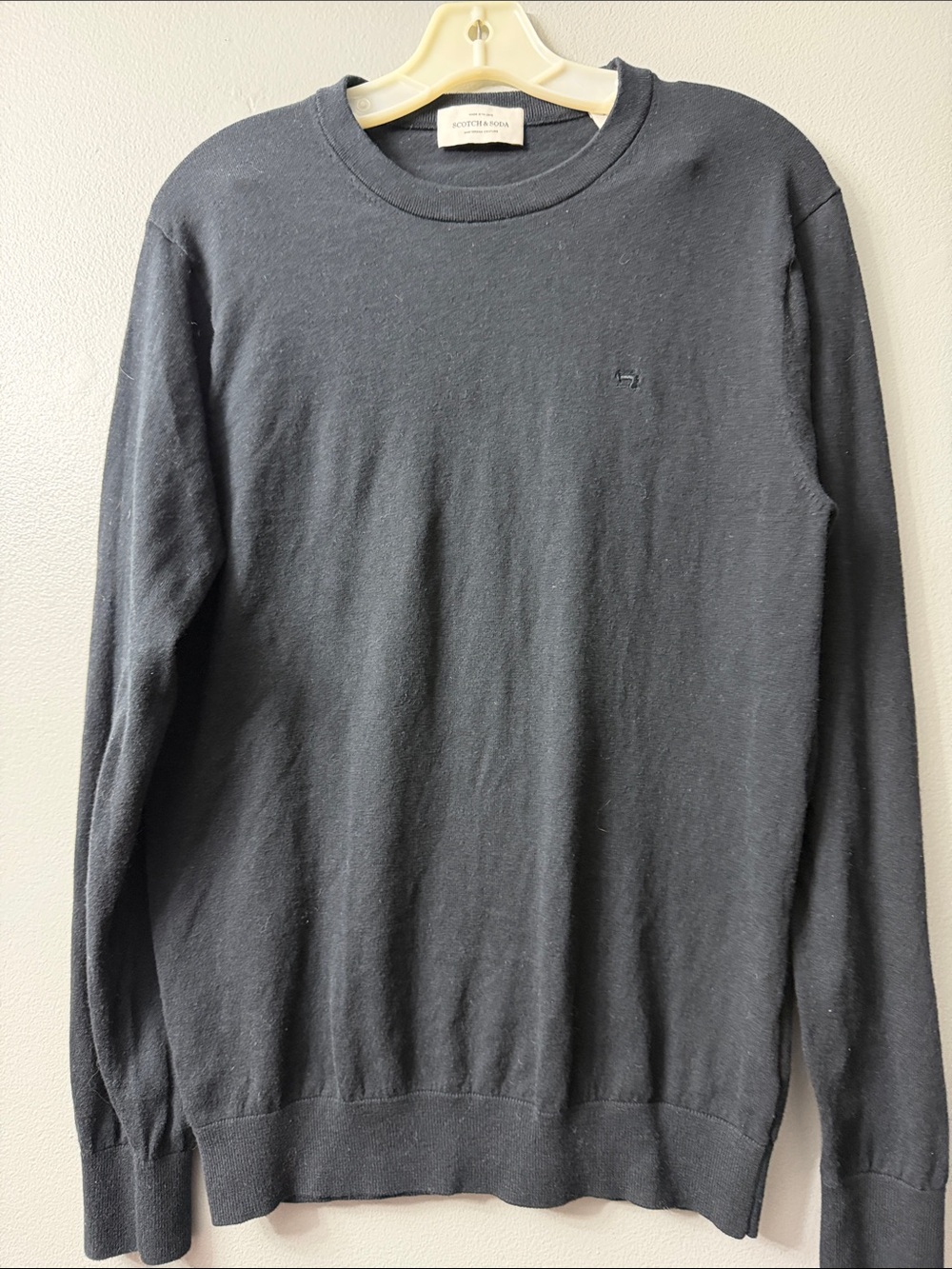 Scotch & Soda pullover embroidered logo Men's Crewneck Sweater - Black medium